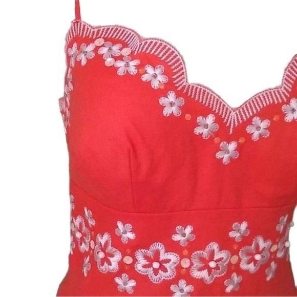 Andre Oliver Pink Embellished Midi Dress Spaghetti Strap - Picture 2 of 7